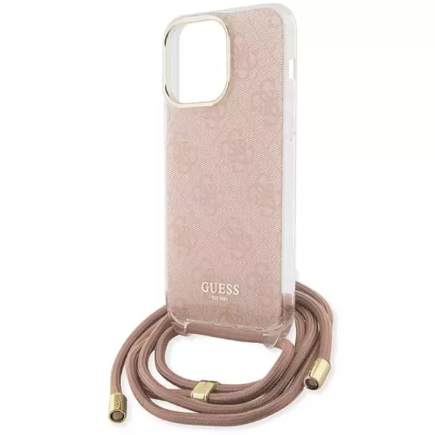 Guess Crossbody Cord 4G Print case for iPhone 15 Pro Max - pink 10