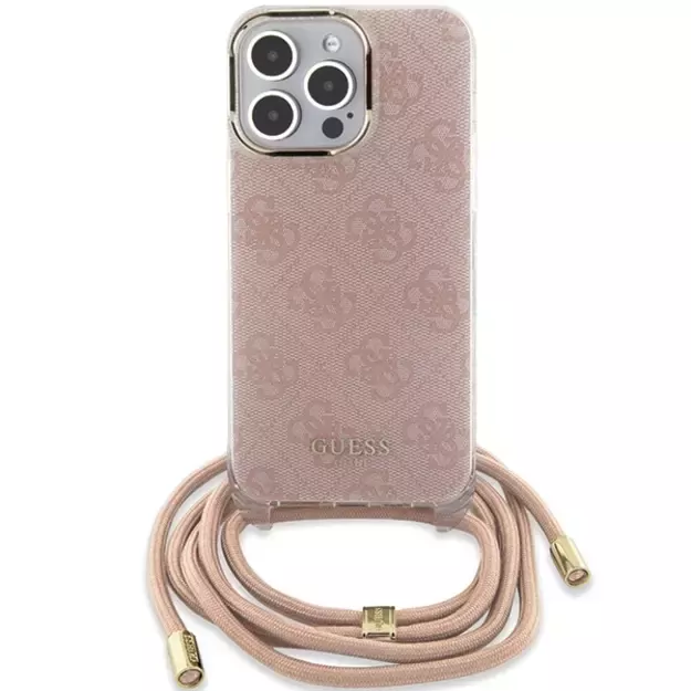 Guess Crossbody Cord 4G Print case for iPhone 15 Pro Max - pink 7