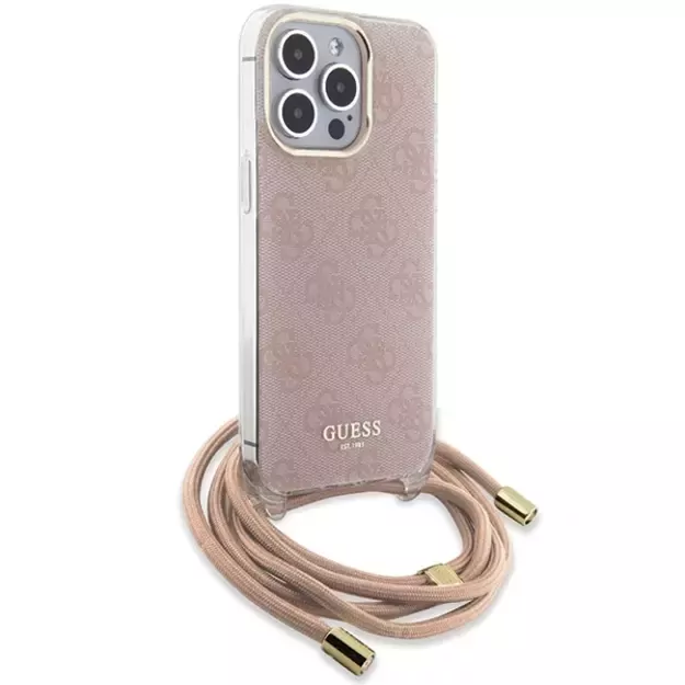Guess Crossbody Cord 4G Print case for iPhone 15 Pro Max - pink 8