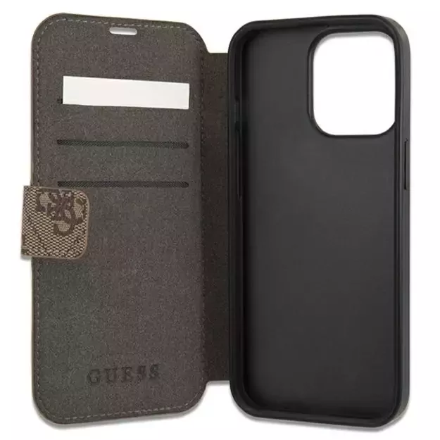 Guess GUBKP13L4GMGBR iPhone 13 Pro / 13 6.1&quot  brown/brown book 4G Big Metal Logo 4