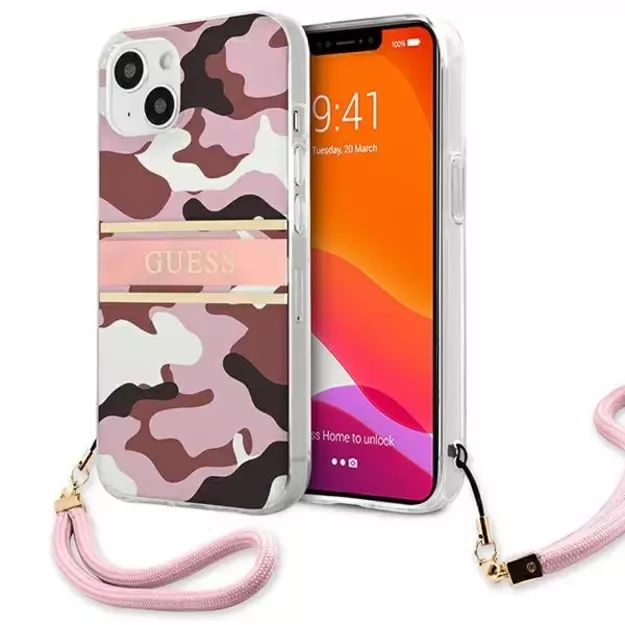 Guess GUHCP13MKCABPI iPhone 13 6.1&quot  pink/pink hardcase Camo Strap Collection