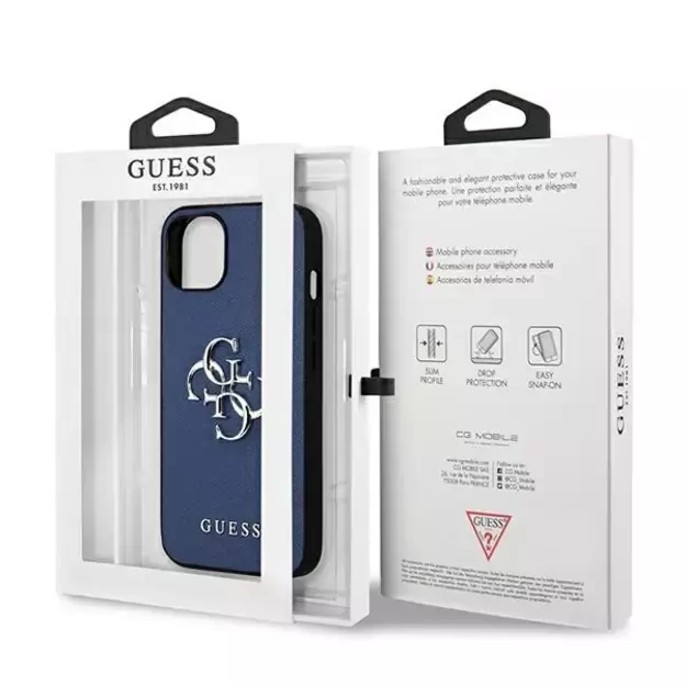 Guess GUHCP13SSA4GSBL iPhone 13 mini 5.4&quot  blue/blue hardcase Saffiano 4G Metal Logo 9