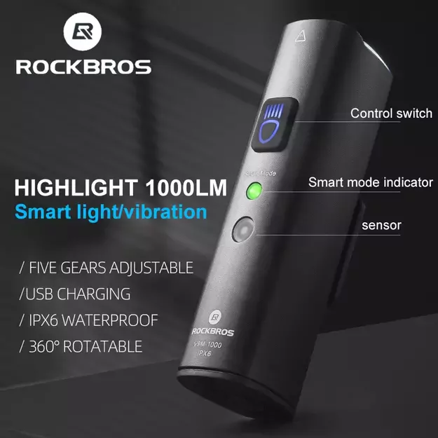 Rockbros V9M-1000 front bicycle light 1000lm - black 17