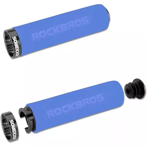 Rockbros BT1001BLBK sponge bicycle handlebar grips - blue and black 7