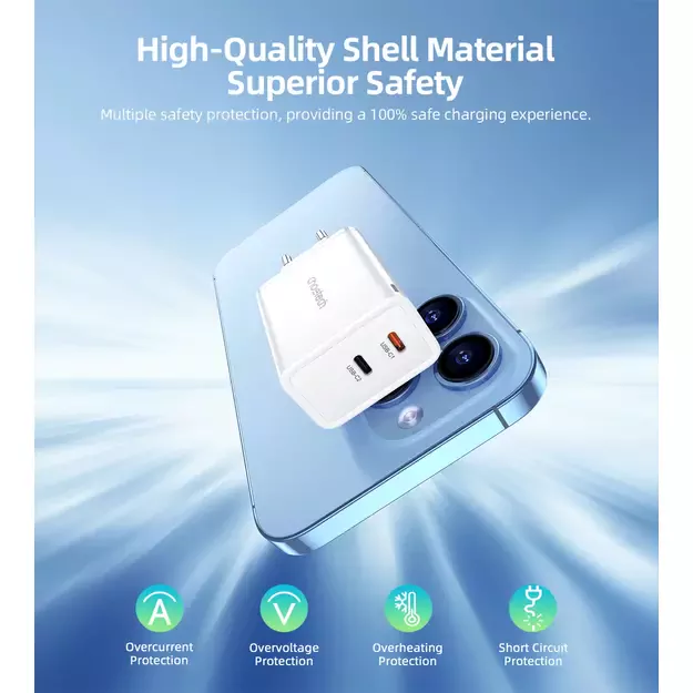 Choetech PD6013 2x USB-C PD 65W GaN wall charger - white 4