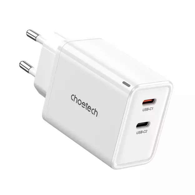 Choetech PD6013 2x USB-C PD 65W GaN wall charger - white 1