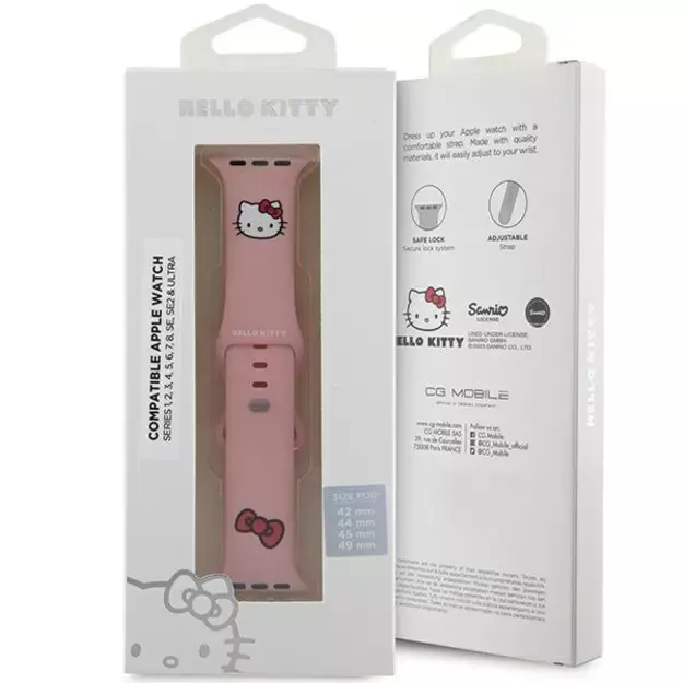 Hello Kitty Silicone Kitty Head Strap for Apple Watch 42/44/45/49mm - Pink 4