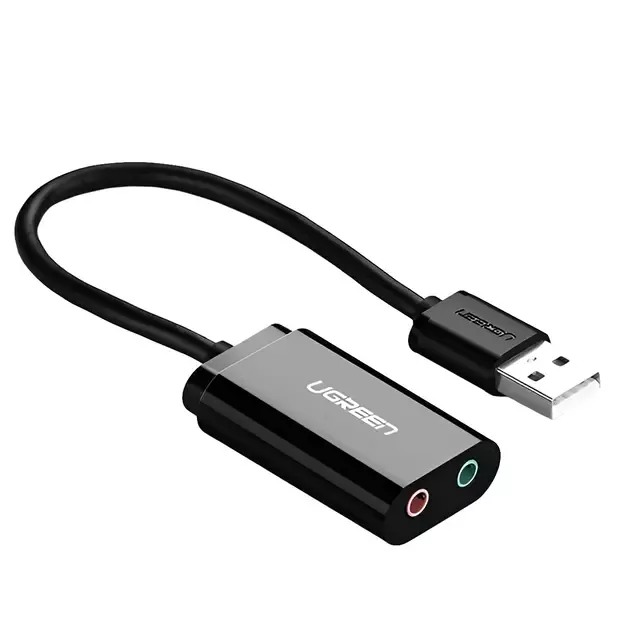 Ugreen external sound card music adapter USB - 3.5 mm mini jack 15cm black (30724) 1