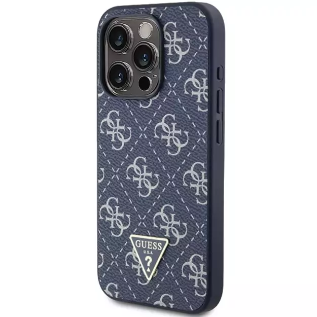 Guess 4G Triangle Metal Logo case for iPhone 15 Pro - blue 8