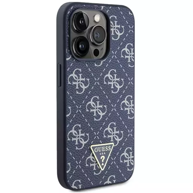 Guess 4G Triangle Metal Logo case for iPhone 15 Pro - blue 10