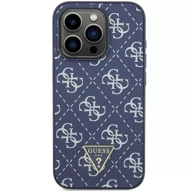 Guess 4G Triangle Metal Logo case for iPhone 15 Pro - blue 9