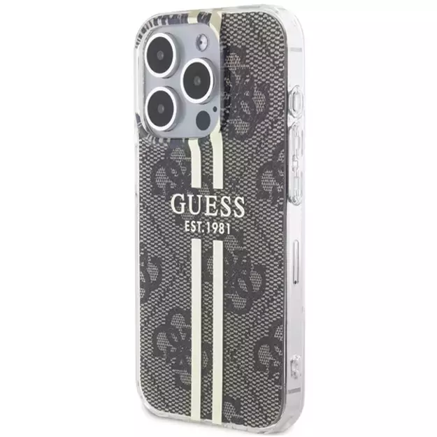 Guess IML 4G Gold Stripe case for iPhone 15 Pro Max - brown 8