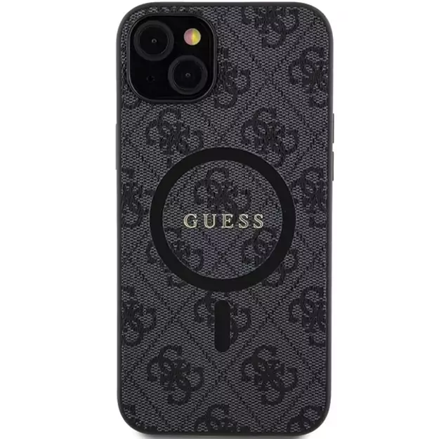 Guess 4G Collection Leather Metal Logo MagSafe Case for iPhone 15/14/13 - Black 9