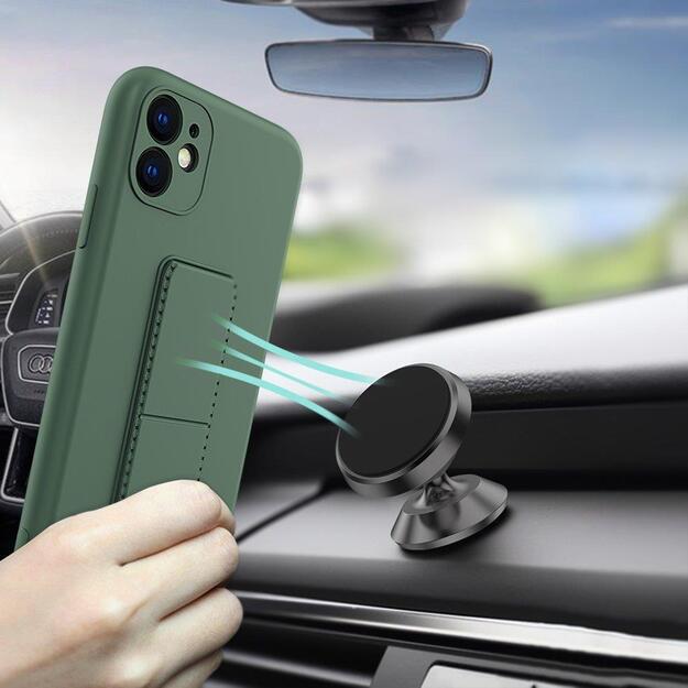 Wozinsky Kickstand Case silicone case with stand for iPhone 11 Pro dark green 15