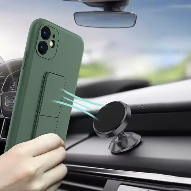 Wozinsky Kickstand Case silicone case with stand for iPhone 11 Pro dark green 4