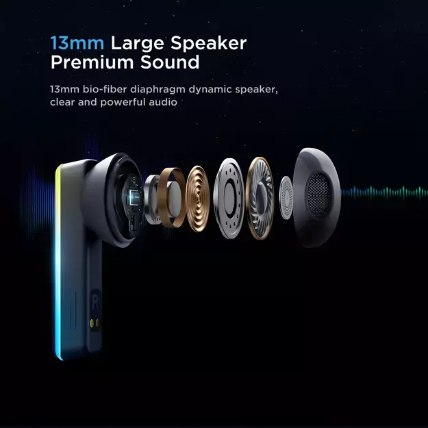 TWS Joyroom JR-TC1 IceLens Series wireless headphones with LED lights - black 6
