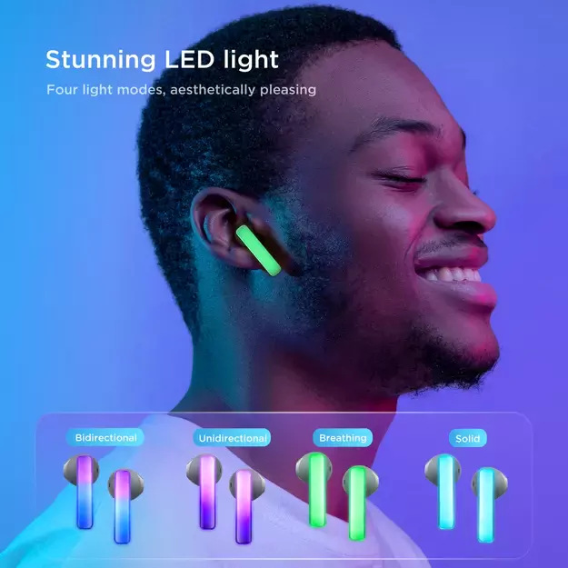 TWS Joyroom JR-TC1 IceLens Series wireless headphones with LED lights - black 3
