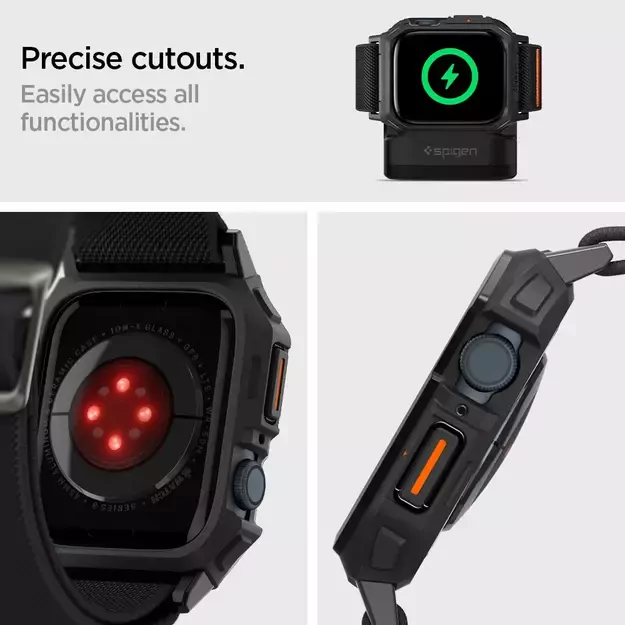 Spigen Lite Fit Pro Case with Strap for Apple Watch 4 / 5 / 6 / 7 / 8 / 9 / SE (44 / 45 mm) - Matte Black 10