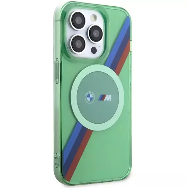 BMW M Tricolor Stripes MagSafe case for iPhone 15 Pro - green 3
