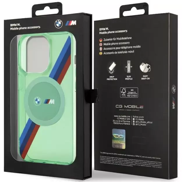 BMW M Tricolor Stripes MagSafe case for iPhone 15 Pro - green 7