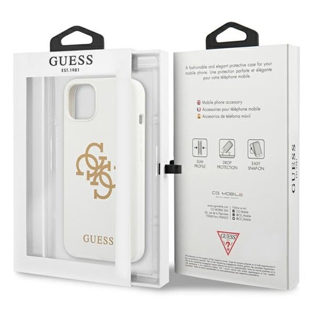 Guess GUHCP13SLS4GGWH iPhone 13 mini 5.4&quot  white/white hard case Silicone 4G Logo 14