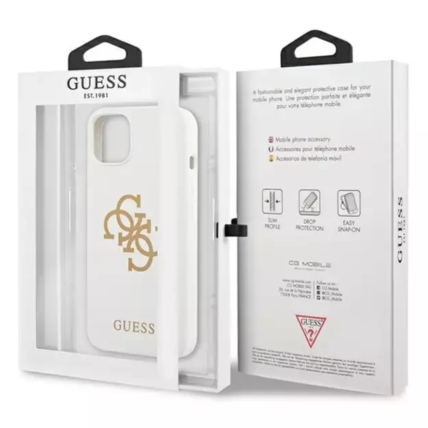 Guess GUHCP13SLS4GGWH iPhone 13 mini 5.4&quot  white/white hard case Silicone 4G Logo 7