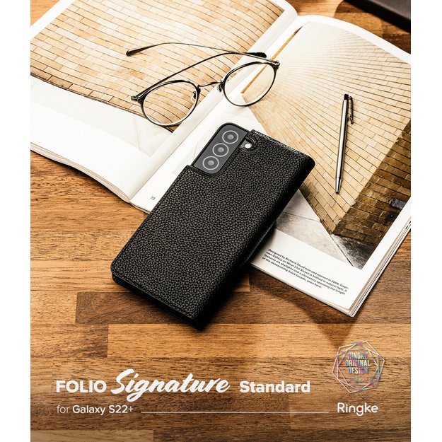 Ringke Folio Signature Flip Leather Case for Samsung Galaxy S22 + (S22 Plus) Black (FSS118R262) 2