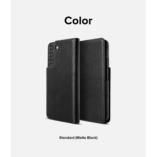 Ringke Folio Signature Flip Leather Case for Samsung Galaxy S22 + (S22 Plus) Black (FSS118R262) 5