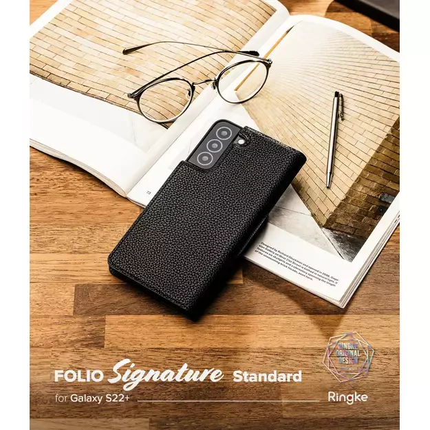 Ringke Folio Signature Flip Leather Case for Samsung Galaxy S22 + (S22 Plus) Black (FSS118R262) 17