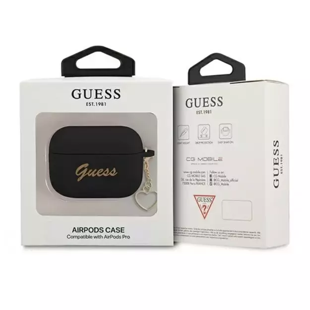 Guess GUAPLSCHSK AirPods Pro cover black/black Silicone Charm Heart Collection 4