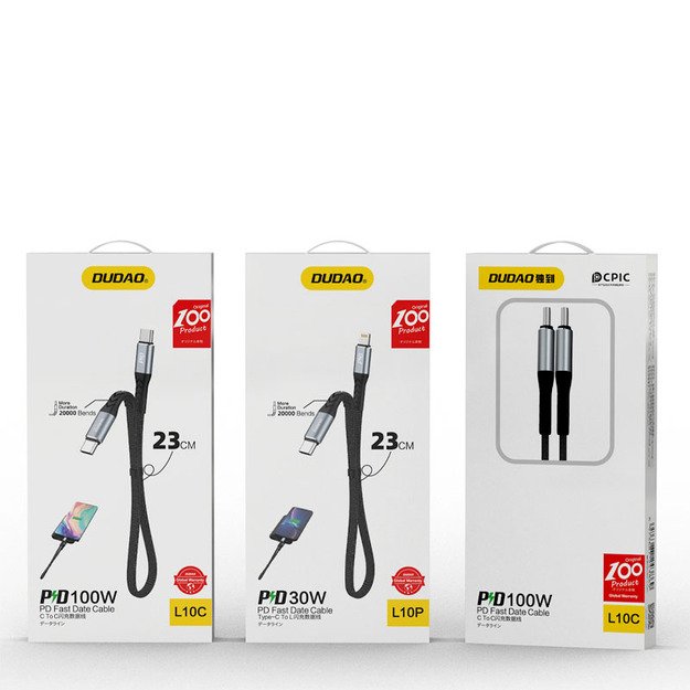 Dudao L10P Lightning - USB-C PD 20W cable 0.23m - black 4