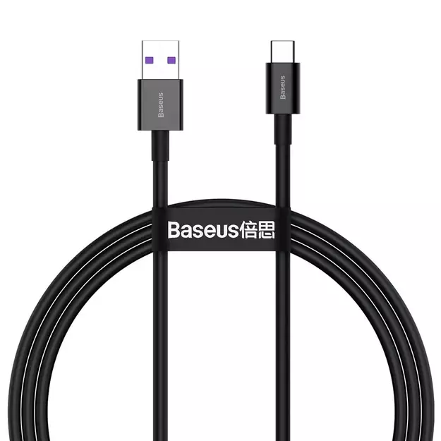 Baseus Superior USB - USB Typ C fast charging data cable 66 W (11 V / 6 A) Huawei SuperCharge SCP 1 m black (CATYS-01)