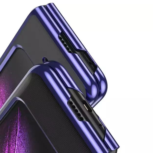 Plating Case hard case Electroplating frame Cover for Samsung Galaxy Fold blue 15