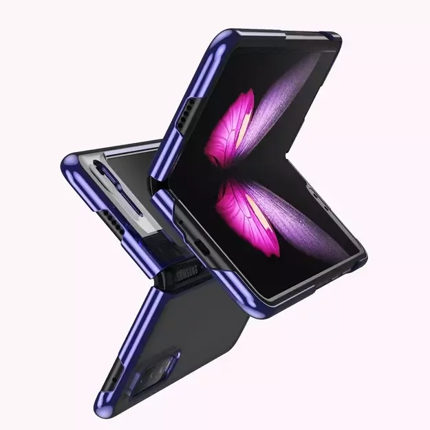 Plating Case hard case Electroplating frame Cover for Samsung Galaxy Fold blue 16