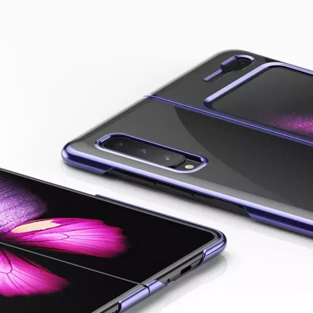 Plating Case hard case Electroplating frame Cover for Samsung Galaxy Fold blue 14