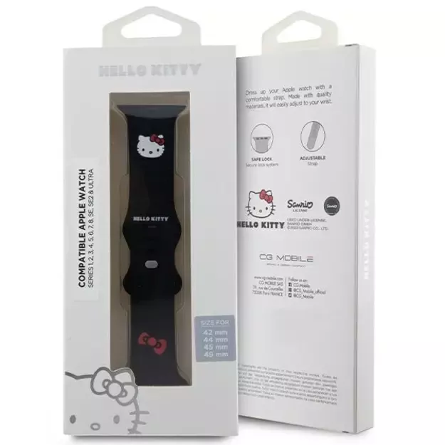 Hello Kitty Silicone Kitty Head Strap for Apple Watch 42/44/45/49mm - Black 4