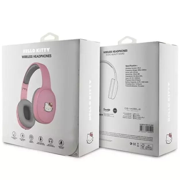 Hello Kitty Metal Logo Bluetooth on-ear headphones - pink 3