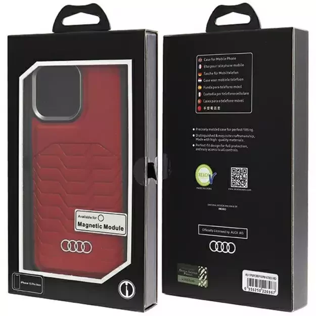 Audi Synthetic Leather case with MagSafe for iPhone 15 Pro Max - red 12