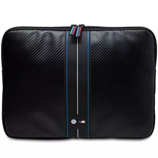 BMW Carbon &amp  Blue Stripe sleeve for a 14&quot  laptop - black