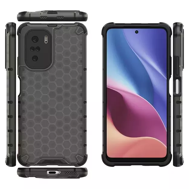 Honeycomb Case armor cover with TPU Bumper for Xiaomi Redmi K40 Pro+ / K40 Pro / K40 / Poco F3 black 1