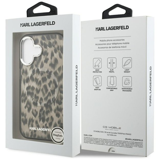 Karl Lagerfeld IML Leopard Pattern MagSafe Case for iPhone 16 - Brown 7