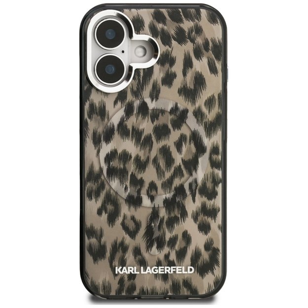 Karl Lagerfeld IML Leopard Pattern MagSafe Case for iPhone 16 - Brown 2