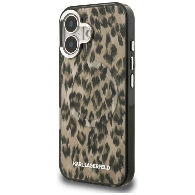 Karl Lagerfeld IML Leopard Pattern MagSafe Case for iPhone 16 - Brown 1