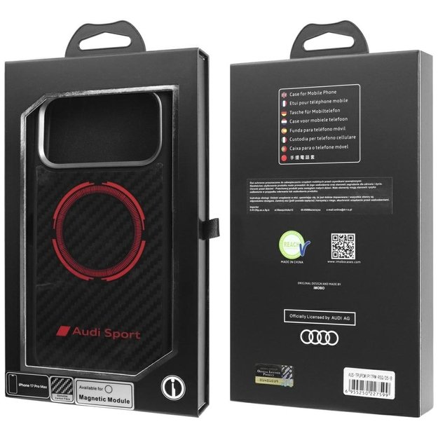 Audi RSQ Carbon Fiber Sport Red Circle MagSafe Case for iPhone 17 Pro Max - Black 8