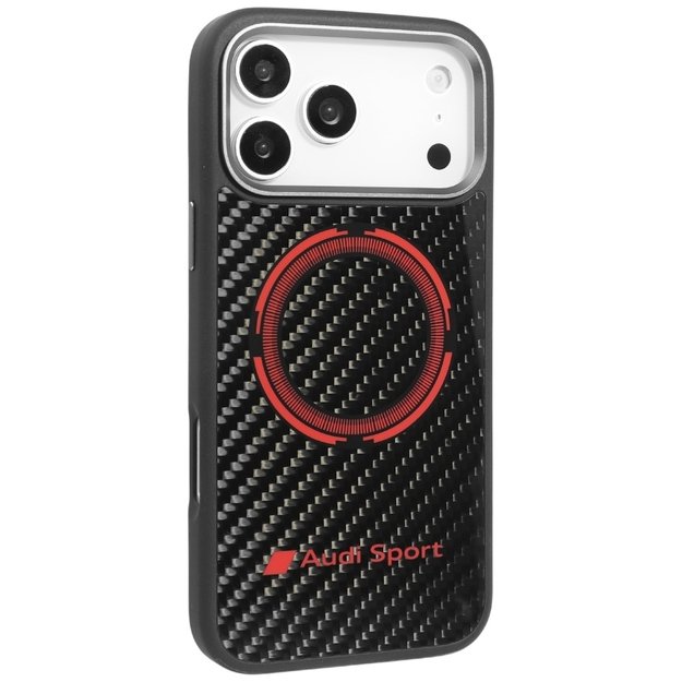 Audi RSQ Carbon Fiber Sport Red Circle MagSafe Case for iPhone 17 Pro Max - Black 1