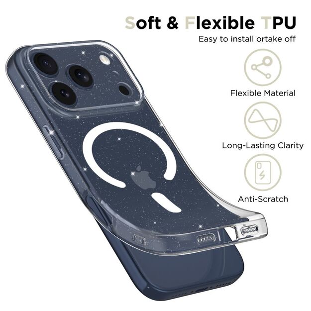 Tech-Protect FlexAir MagSafe Case for iPhone 17 Pro Max - Clear Glitter 2