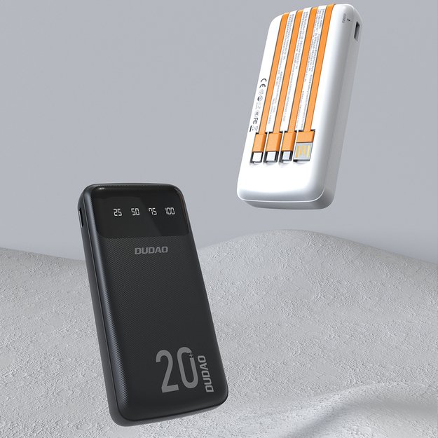 Dudao capacious powerbank with 3 built-in cables 20000mAh USB Type C + micro USB + Lightning black (Dudao K6Pro +) 2