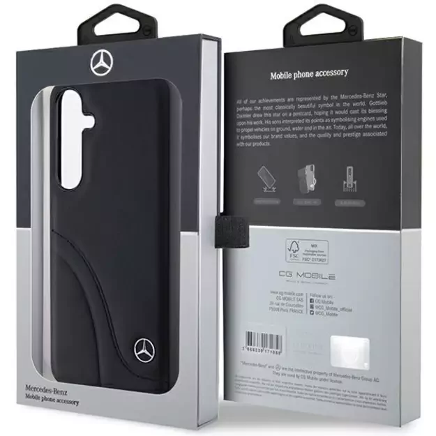 Mercedes Leather Curved Stitches case for Samsung Galaxy S24 - black 14