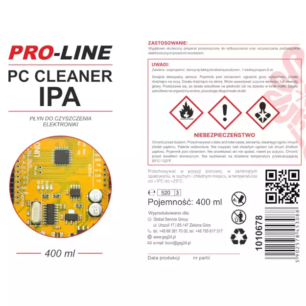 PC CLEANER IPA electronics cleaning fluid PRO-LINE spray 400ml 1