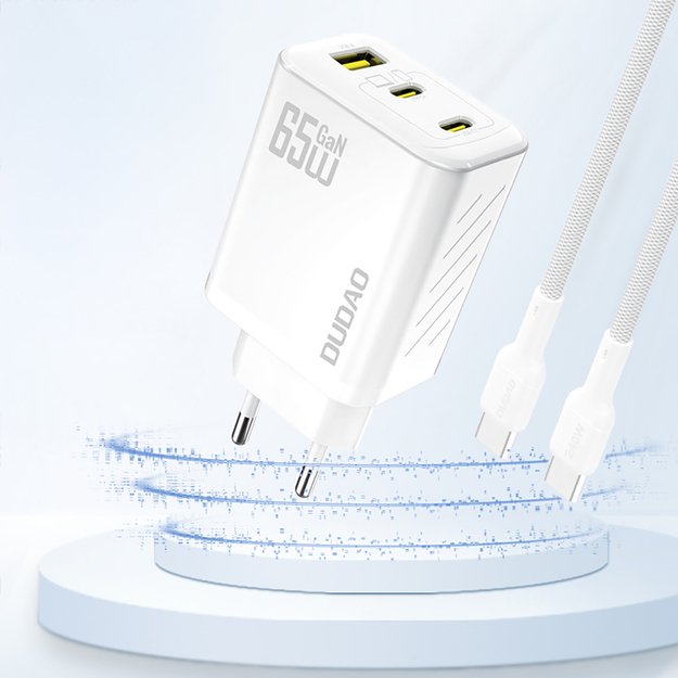 Dudao A29 65W GaN Wall Charger 2 x USB-C + 1 x USB-A - White 1